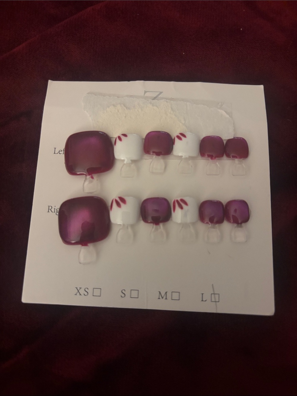 Purple and White Floral Accent Press-On Toenails